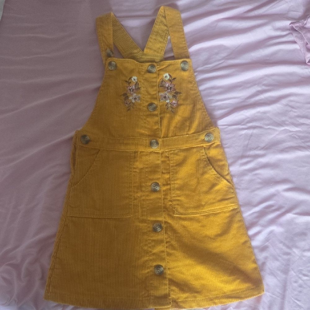 Yellow Corduroy Kids Pinafore Dress